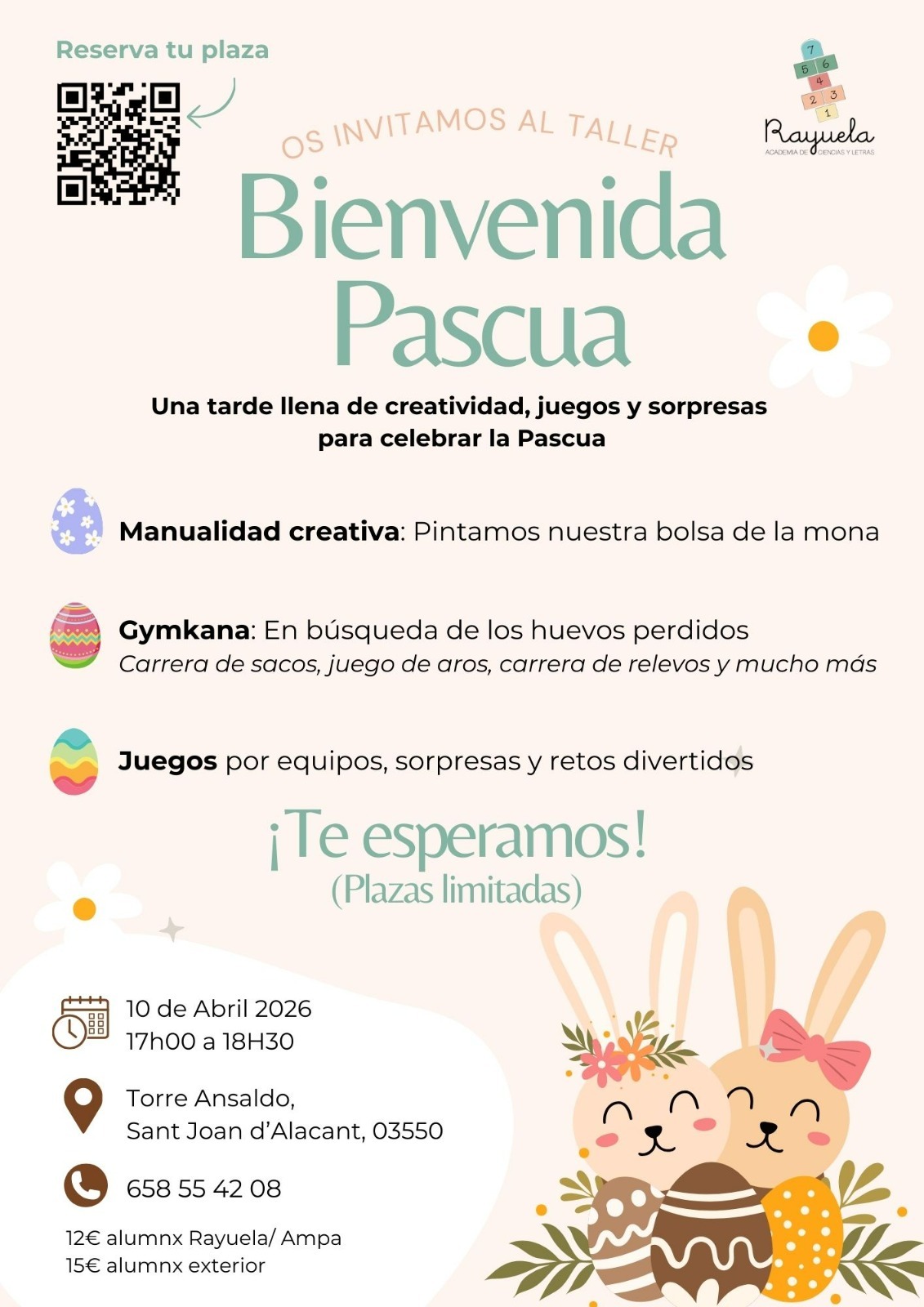Taller de Pascua infantil en San Juan de Alicante con juegos, manualidades y gymkana